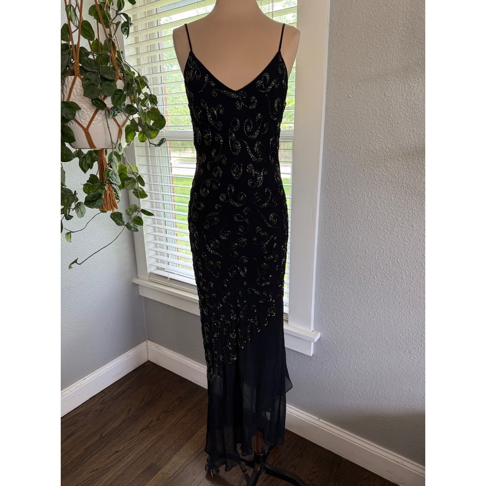 Vintage Sue Wong Nocturne Silk Beaded Assymetric Hem Size 12 90's Y2K